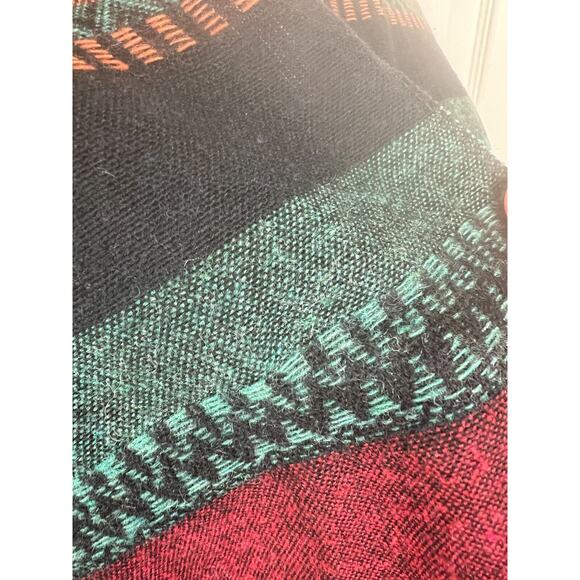 ASOS Womens One Size Red Black Boho Southwestern Poncho Sweater Wool Blend - Picture 5 of 5